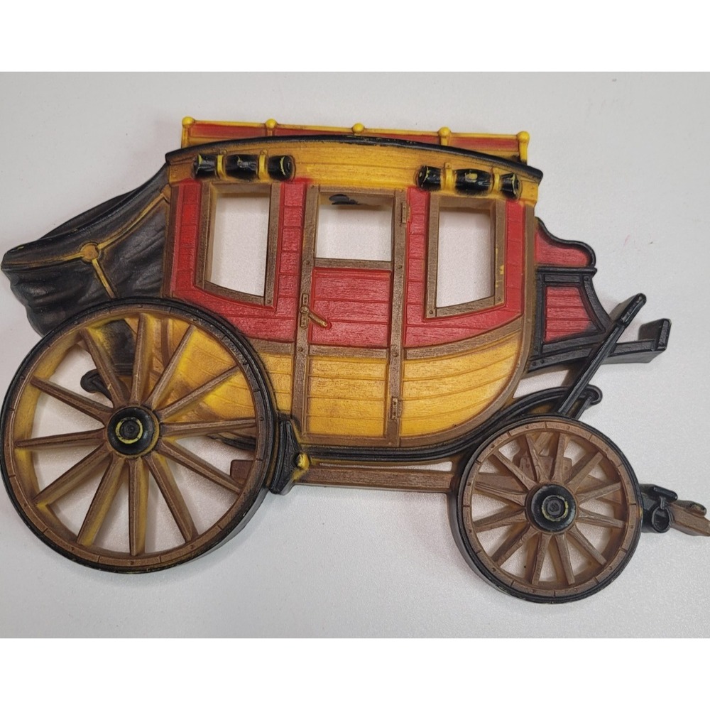 1975 Homco Stagecoach Wall Hanging Cowboy Wagon MCM Vintage Home Interiors USA